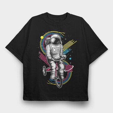 Astronaut Bike Ride, Tricou Oversize Barbati (Unisex)