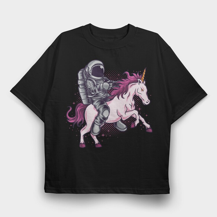 Astronaut Unicorn Space Ride, Tricou Oversize Barbati (Unisex)