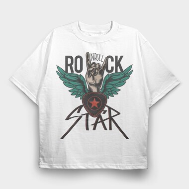 Rockstar Wings, Tricou Oversize Barbati (Unisex)