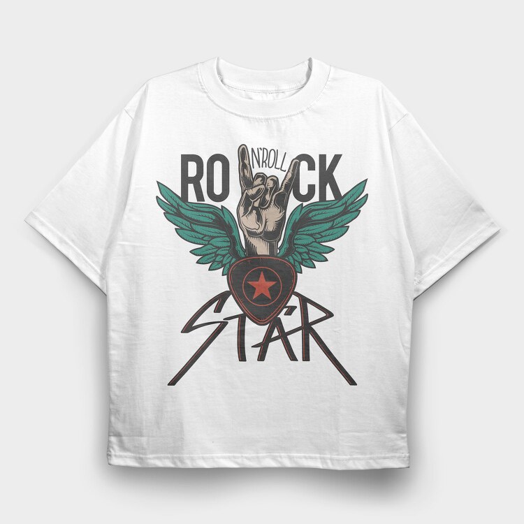 Rockstar Wings, Tricou Oversize Barbati (Unisex)