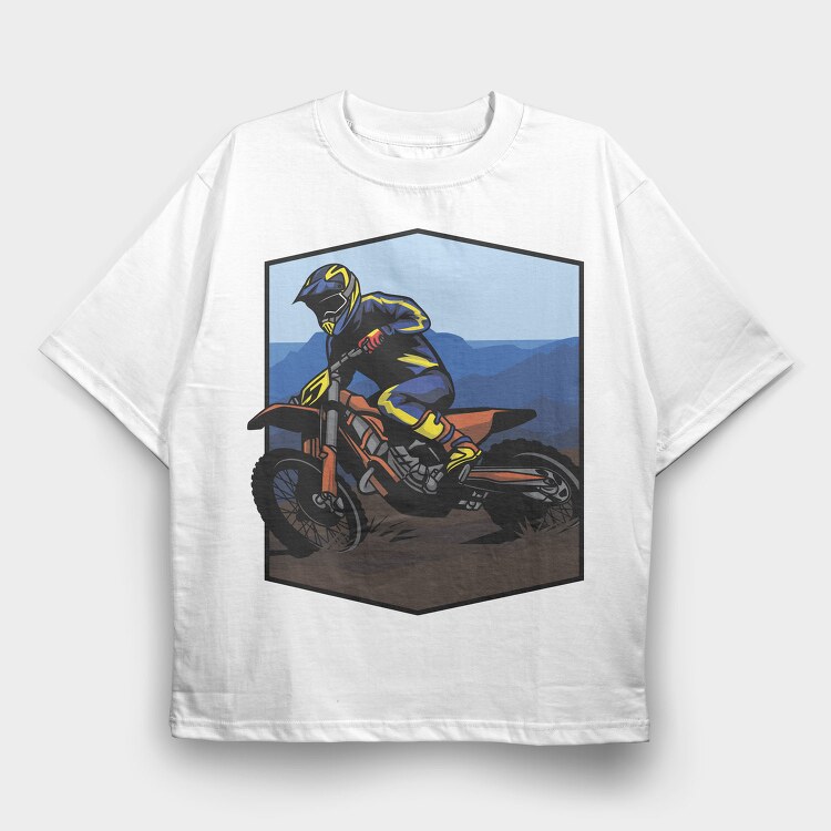 Dirt Bike Rider, Tricou Oversize Barbati (Unisex)