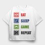 Eat Sleep Game Repeat, Tricou Oversize Barbati (Unisex)