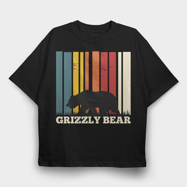 Grizzly Bear Sunset, Tricou Oversize Barbati (Unisex)
