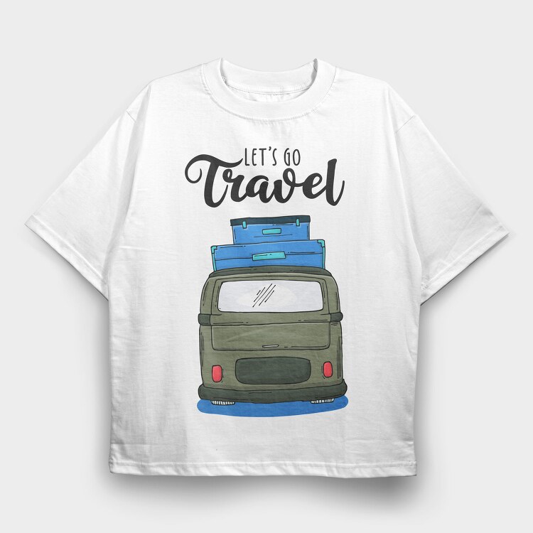 Lets Go Travel Bus, Tricou Oversize Barbati (Unisex)