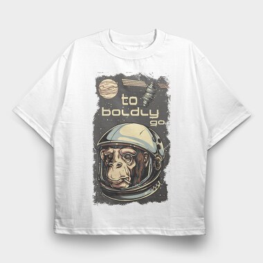 Space Monkey Go, Tricou Oversize Barbati (Unisex)