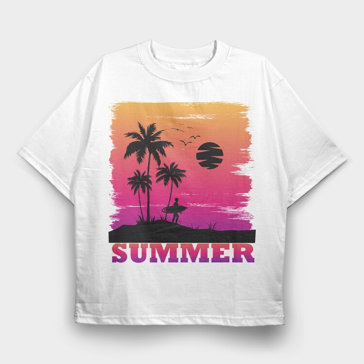 Sunset Surfer Vibes, Tricou Oversize Barbati (Unisex)