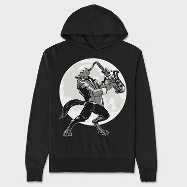 Howling Saxophone Wolf, Hanorac Oversize Barbati (Unisex)