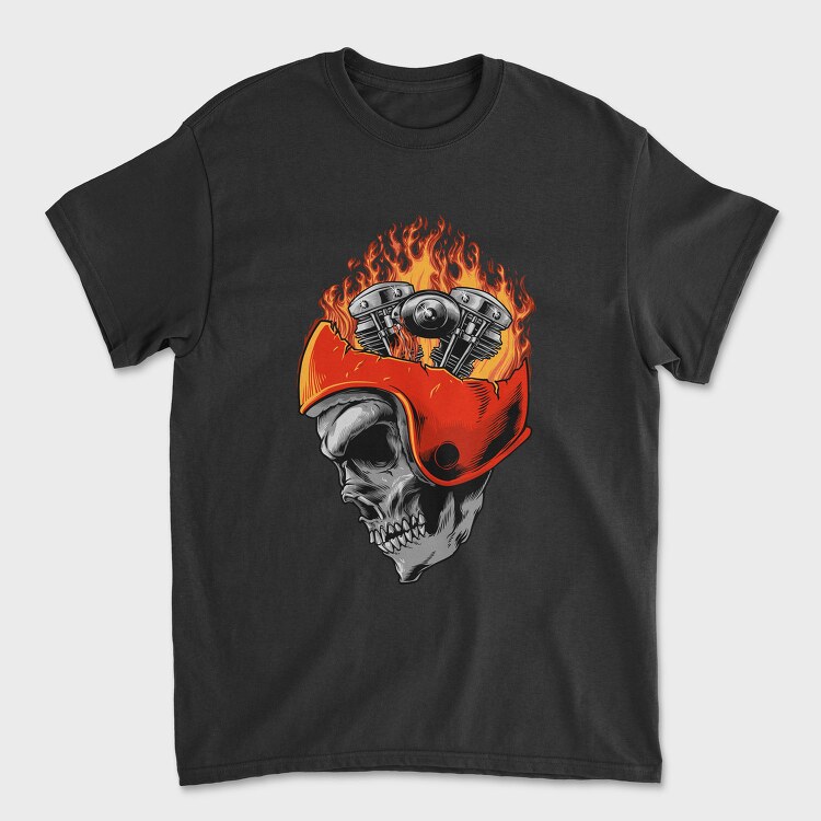 Motorcycle Skull Fire, Tricou Barbati (Unisex)