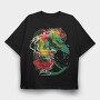 Neon Dragon Roar, Tricou Oversize Barbati (Unisex)