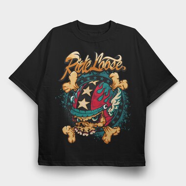 Ride Loose Skull, Tricou Oversize Barbati (Unisex)