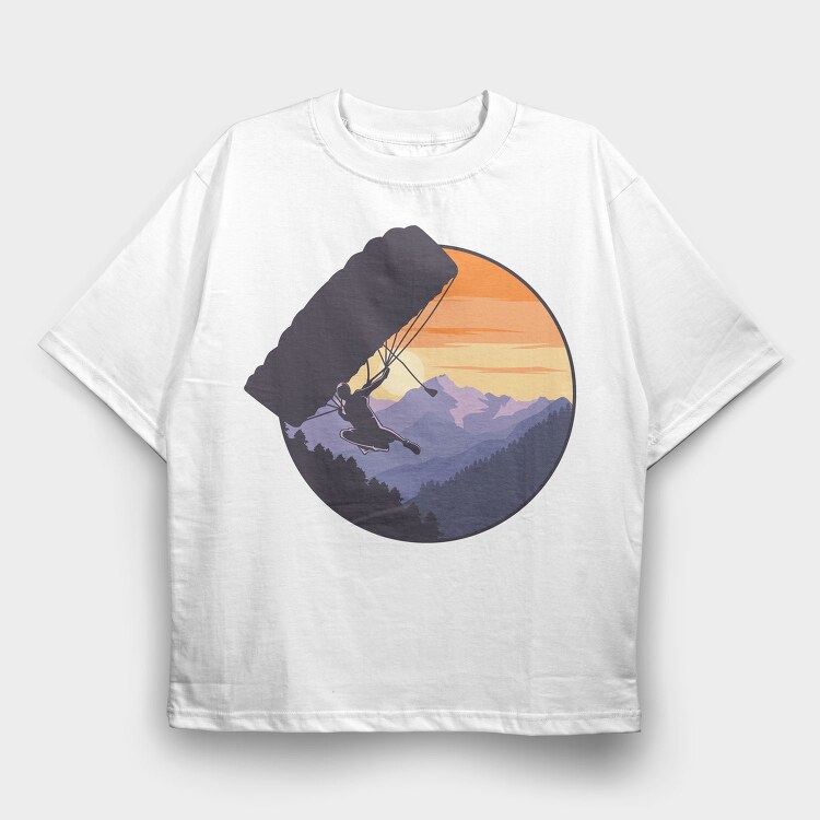 Paragliding Sunset, Tricou Oversize Barbati (Unisex)