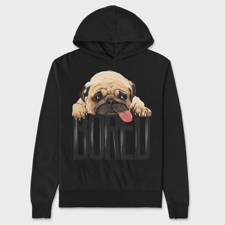 Pug Bored Tongue Out, Hanorac Oversize Barbati (Unisex)
