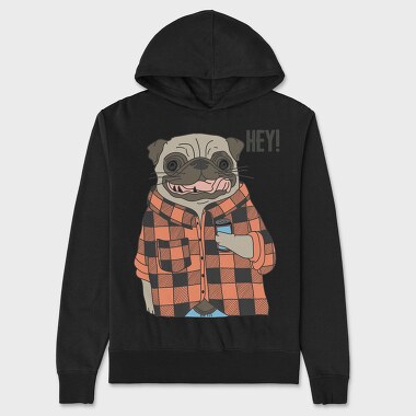 Pug Hey Plaid, Hanorac Oversize Barbati (Unisex)