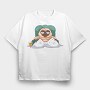 Pug Lounging Drink, Tricou Oversize Barbati (Unisex)