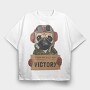 Pug Pilot Victory, Tricou Oversize Barbati (Unisex)