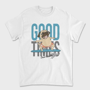 Pug Surfing Good Waves, Tricou Barbati (Unisex)