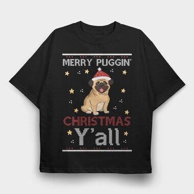 Pugmas Festive, Tricou Oversize Barbati (Unisex)