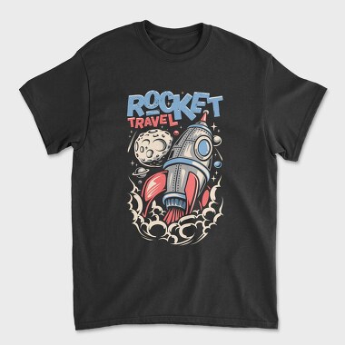 Rocket Travel Blastoff, Tricou Barbati (Unisex)