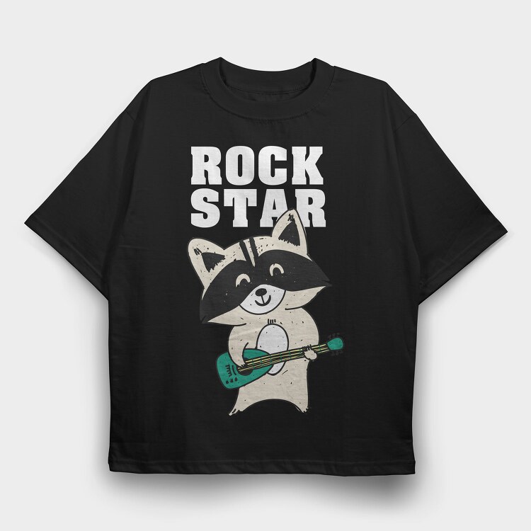 Rockstar Raccoon, Tricou Oversize Barbati (Unisex)