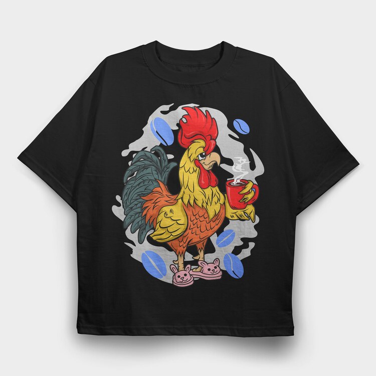 Rooster Coffee Slippers, Tricou Oversize Barbati (Unisex)