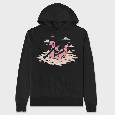 Skeleton Flamingo Floatie, Hanorac Oversize Barbati (Unisex)