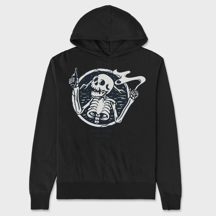 Skeleton Good Time Forever, Hanorac Oversize Barbati (Unisex)