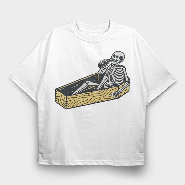 Skeleton In Coffin, Tricou Oversize Barbati (Unisex)
