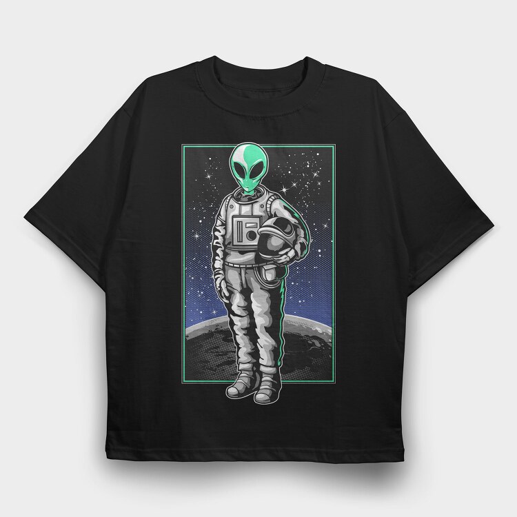 Space Alien Astronaut, Tricou Oversize Barbati (Unisex)