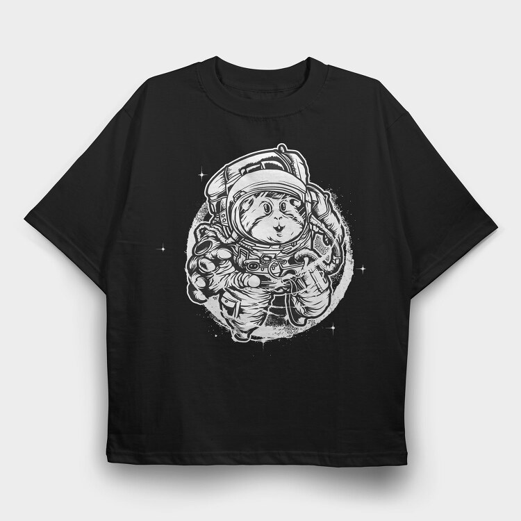 Space Cat Astronaut, Tricou Oversize Barbati (Unisex)