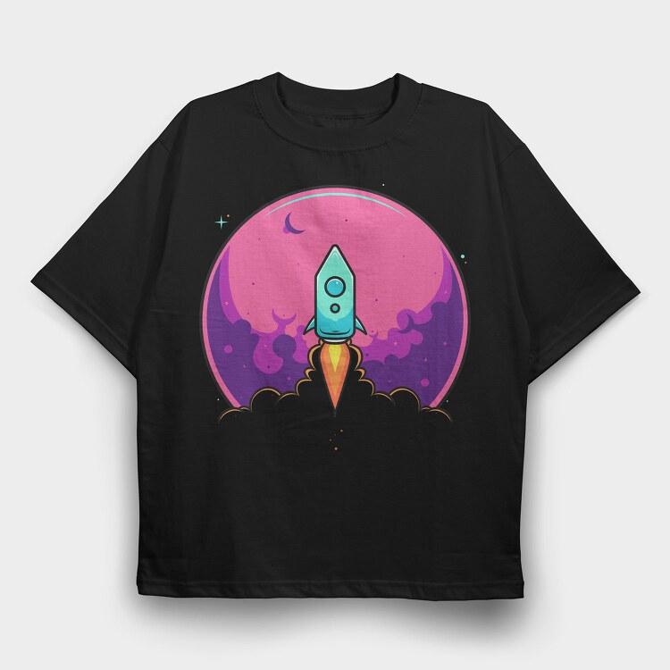 Space Rocket Blast, Tricou Oversize Barbati (Unisex)