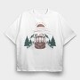 Train Mountain Sunrise, Tricou Oversize Barbati (Unisex)