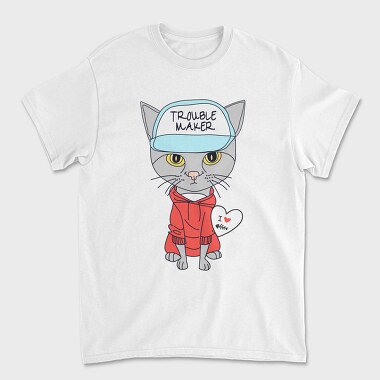 Troublemaker Cat Hoodie, Tricou Barbati (Unisex)