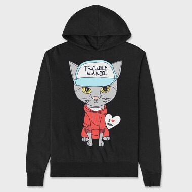 Troublemaker Cat Hoodie, Hanorac Oversize Barbati (Unisex)