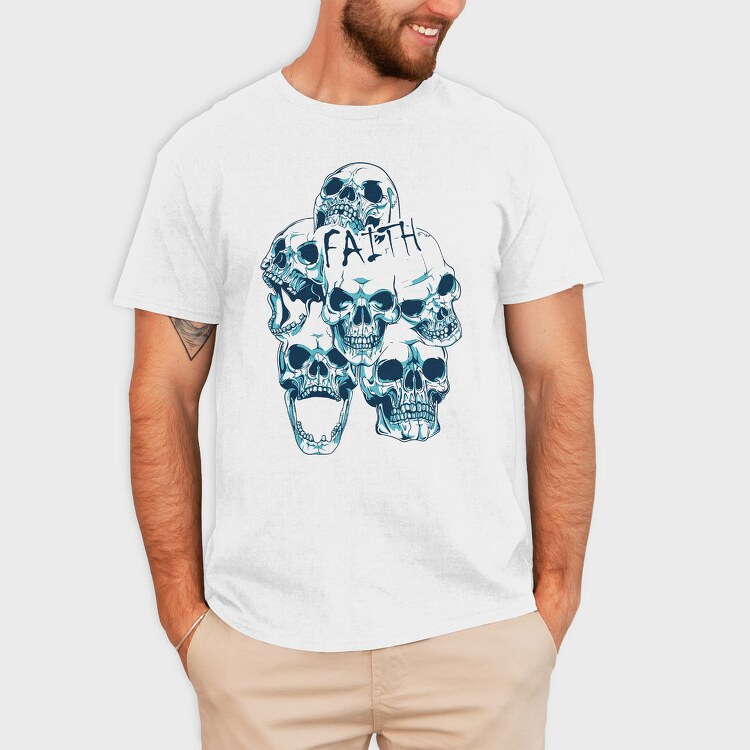 Skull Faith, Tricou Barbati (Unisex)