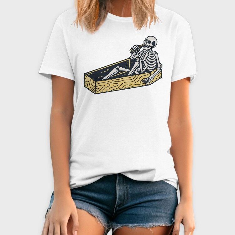 Skeleton In Coffin, Tricou Barbati (Unisex)