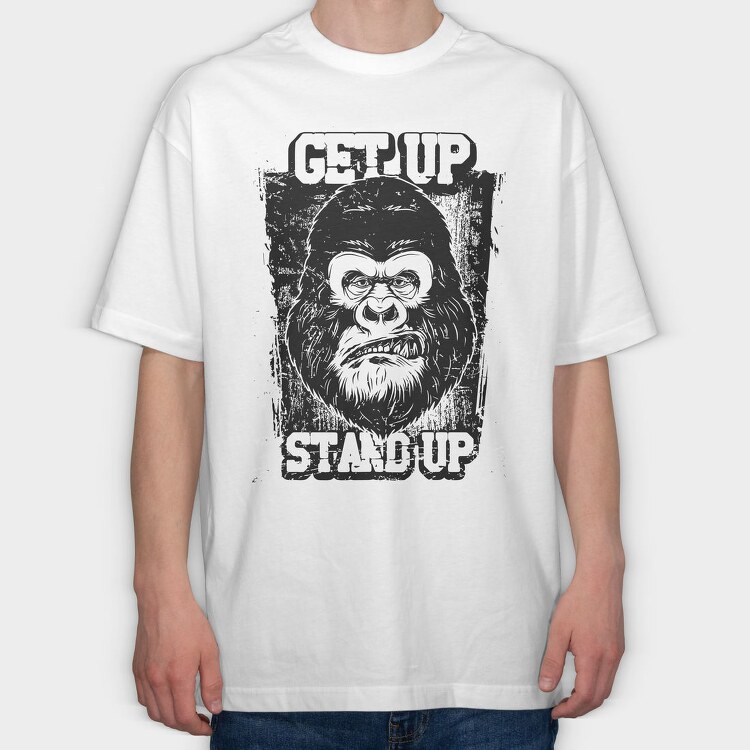 Gorilla Stand Up, Tricou Oversize Barbati (Unisex)