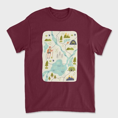 Adventure Hiking Map Illustration, Tricou Barbati (Unisex)