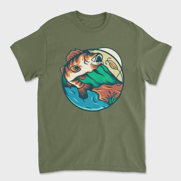 Bass Fishing Illustration 7, Tricou Barbati (Unisex)