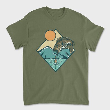 Bass Fishing Illustration, Tricou Barbati (Unisex)