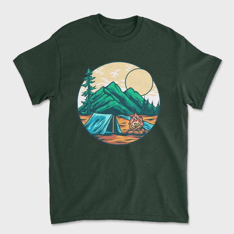 Camping Illustration 9, Tricou Barbati (Unisex)