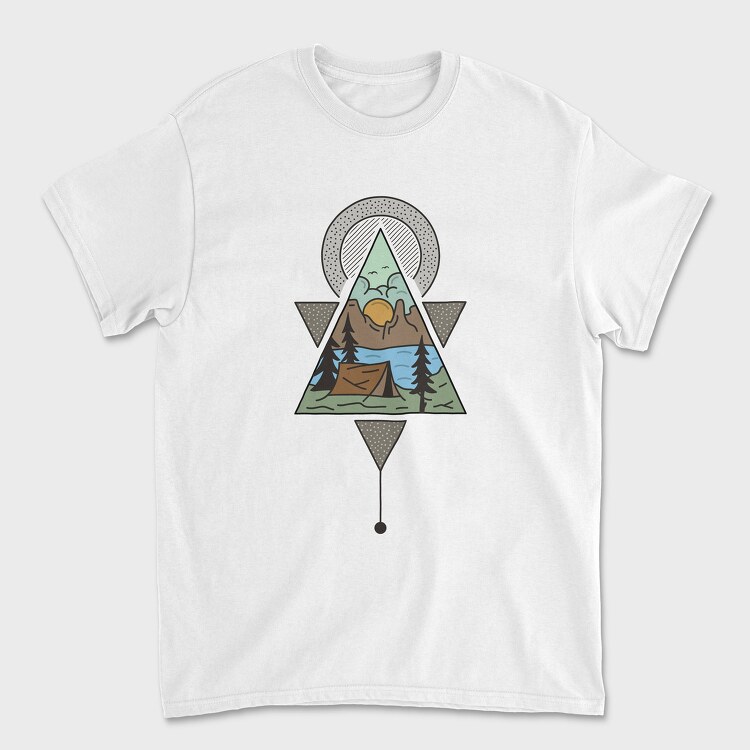 Geometric Camping, Tricou Barbati (Unisex)