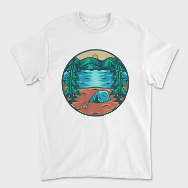 Mountain Camping Illustration 1, Tricou Barbati (Unisex)