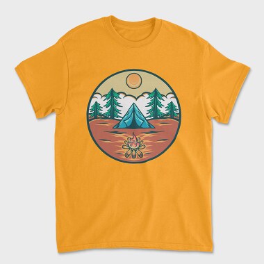 Mountain Camping Illustration, Tricou Barbati (Unisex)