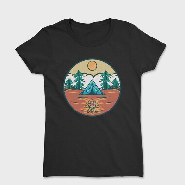 Mountain Camping Illustration, Tricou Femei