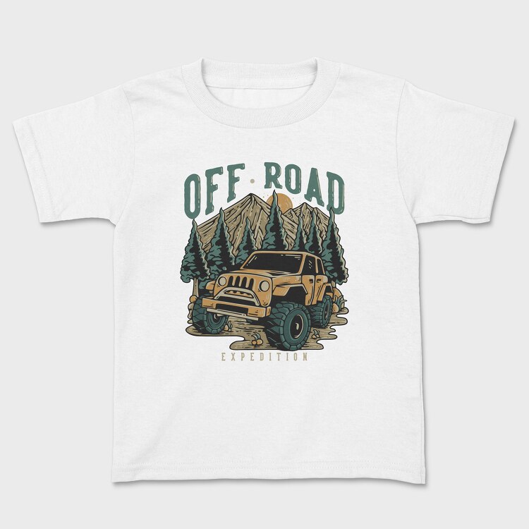 Tricou Copii, Off Road Expedition With Off Road Car in the Middle of Mountain