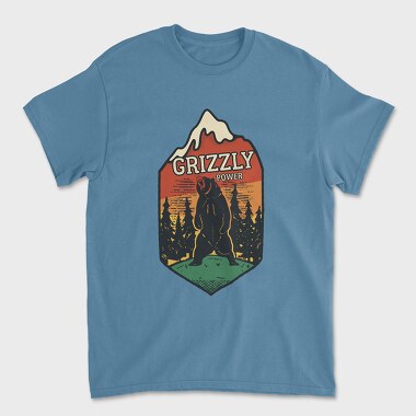 Retro Grizzly Power, Tricou Barbati (Unisex)