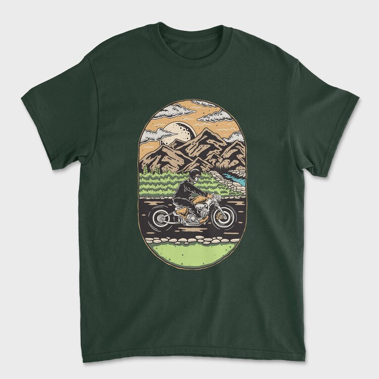 Skeleton Biker Landscape, Tricou Barbati (Unisex)