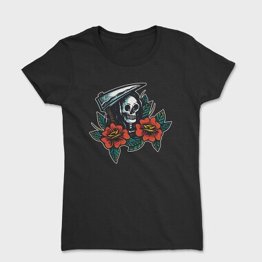 Skull and Flowers Texture Illustrations, Tricou Femei