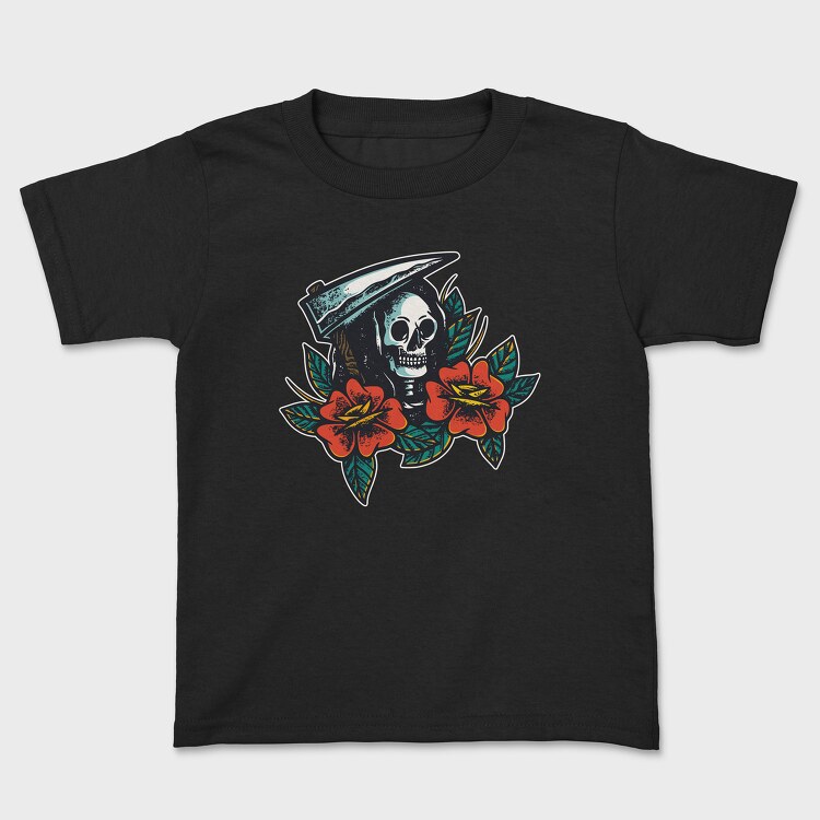 Skull and Flowers Texture Illustrations, Tricou Copii