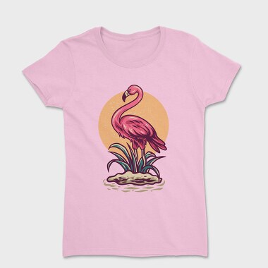 Summer Flamingo Retro Illustration, Tricou Femei